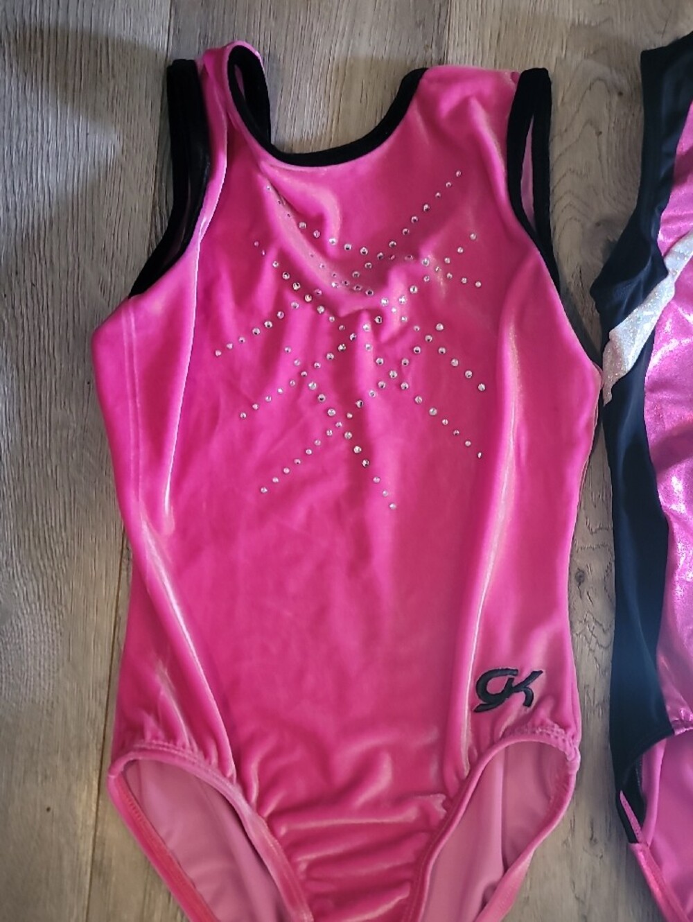 GK Elite Lot Of 2 Pink Sparkle Gymnastics Leotards AXS EUC - Picture 2 of 6